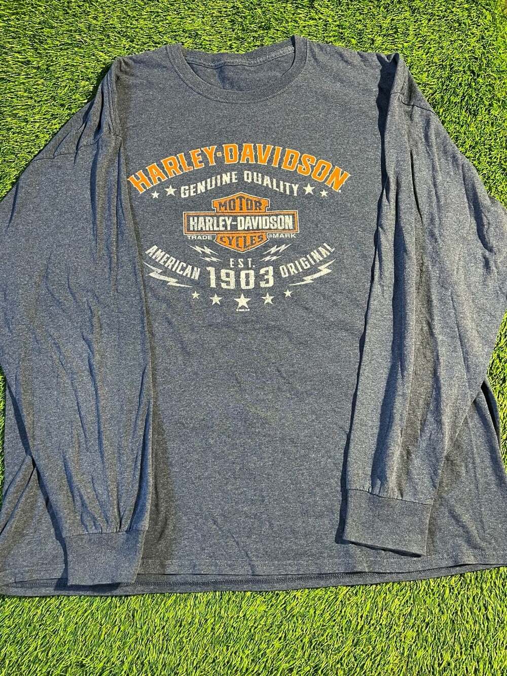 Harley-Davidson Ventura Long Sleeve T-Shirt Size XL Blue Graphic Tee